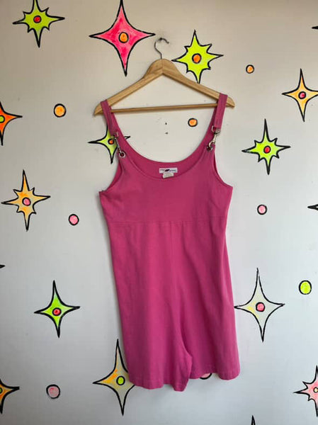 Vintage Totally 80s 90s Hot Pink Retro Overalls Playsuit | Party Outfit | Size M