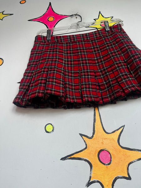 Y2K Red Plaid Mini Skirt Grunge Schoolgirl Skirt Punk Preppy Mall Goth Tartan M