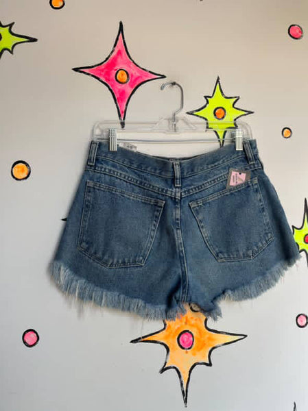 Vintage 90s Grunge Denim Cut Off Shorts - Mid Rise Jean Shorts 32" Waist