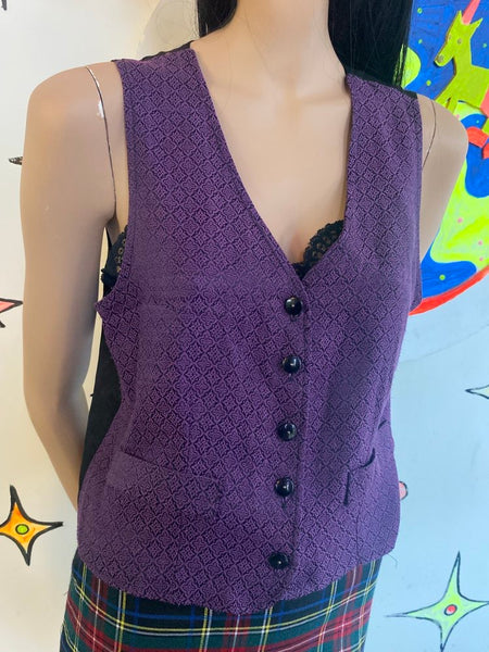 Purple Black Romantic Vest Emo Fairycore Grunge Alt Layering Top Whimsigoth M