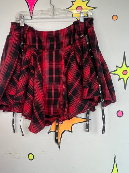 Y2K Plaid Harness Mini Skirt Avant Garde Indie Sleaze Mall Goth Punk Grunge XXL
