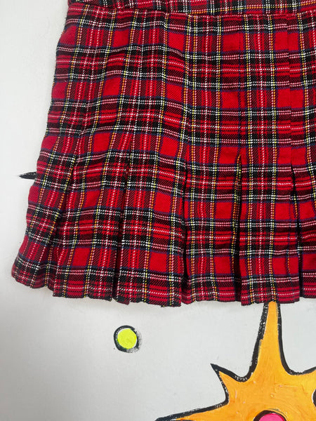 Y2K Red Plaid Mini Skirt Grunge Schoolgirl Skirt Punk Preppy Mall Goth Tartan M