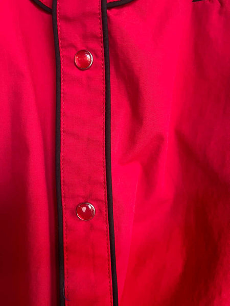 Vintage | Red Mens Western Embroidered Pearl Snap Shirt | Size XL