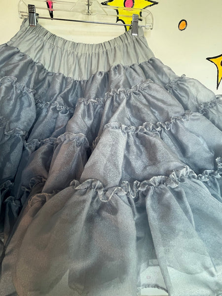 Vintage Square Dance Petticoat 50s Blue Poofy Crinoline Skirt Rockabilly Pinup M