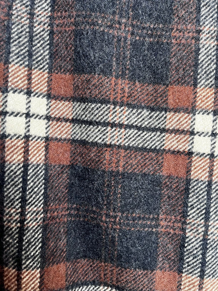 Vintage 60s Rawhide Lacer Brown Plaid Pullover Wool Shirt | Workwear Flannel XL