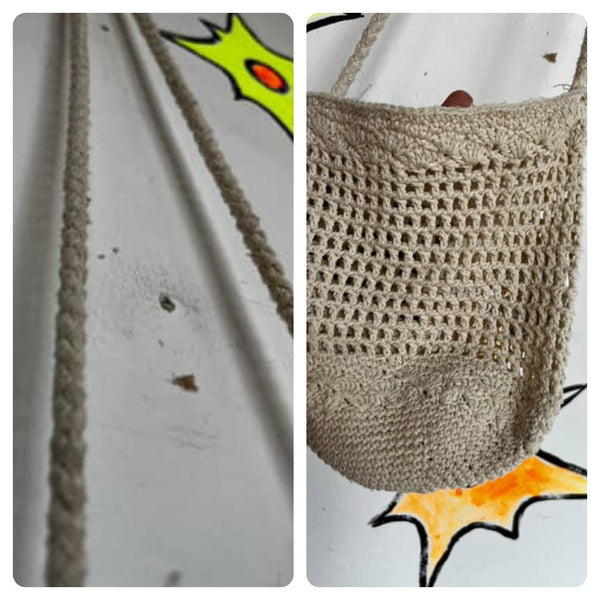 Vintage Y2K | Off White Crochet Crossbody Bag Purse | Fairy Grunge Boho