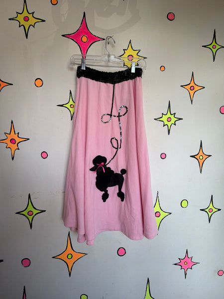 Vintage 50s Pink Poodle Skirt Rockabilly Circle Skirt Retro Sock Hop Costume - S