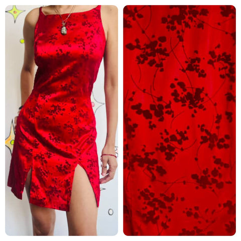 Vintage 90s Cherry Red Silky Satin Slip Dress – Fairy Grunge Goth Vampire Size 5