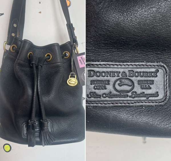 Dooney & Bourke Leather Bucket Bag 90s Minimalist Quiet Luxury Crossbody Purse