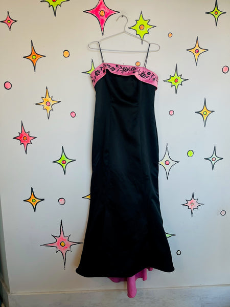 Vintage Y2K Pink & Black Formal Goth Fairy Princess Coquette Prom Party Dress 8
