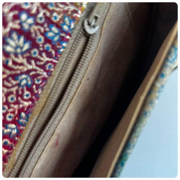 Vintage Y2K 90s 80s Crossbody Rainbow Floral Satin Fairy Handbag Gold Hardware
