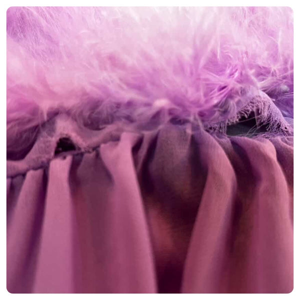 90's Pastel Lavender Ostrich Feather Nylon Mesh Peignoir Babydoll | Size L