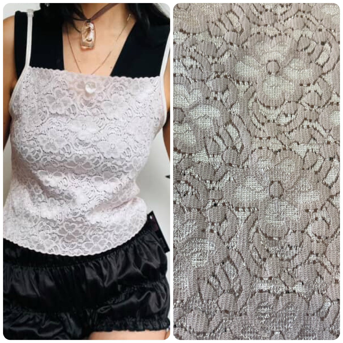 Vintage Pastel Pink Lace Cami | Fairy Grunge Coquette Babydoll Top | Fits Adult Small