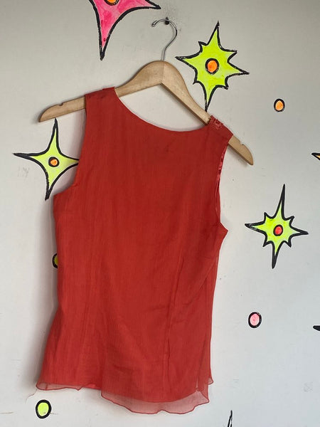 Vintage Orange Silk Beaded Top | Y2K Glam Boho Fairy Grunge Fantasy Blouse - S