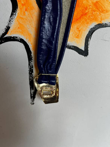 Vintage 1980s Purple Leather Waist Belt – Adjustable Small – Retro Statement Accessory