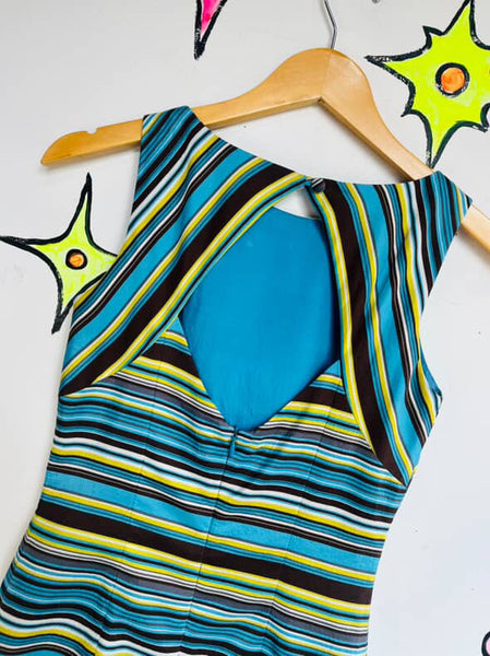 90s Silk Striped Mini Dress – Fairy Grunge Preppy – Laundry by Shelli Segal - 2
