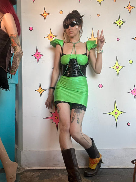 Alien Costume Set | Space Babe Sci-Fi Corset Dress Halloween Costume M