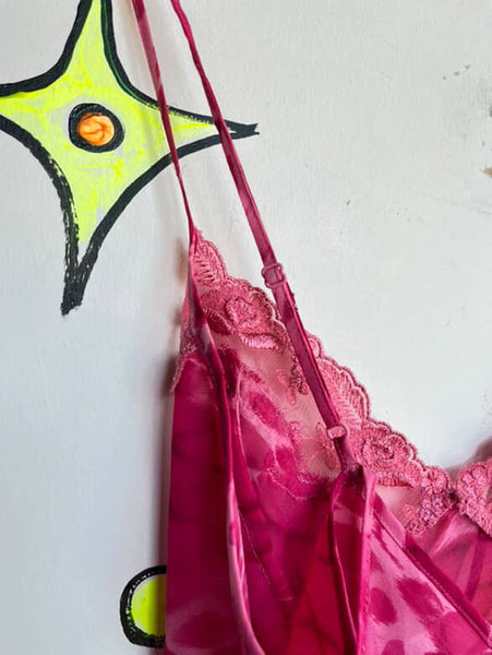 Y2K Hot Pink Sheer Abstract Floral Slip Dress Fairy Grunge | Victoria’s Secret S