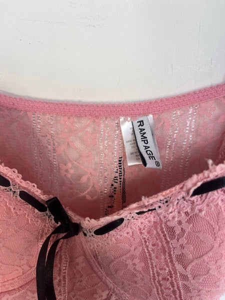 Pink Lace Slip Dress Y2K Coquette | Rampage Stretchy Fairy Lingerie Slip M