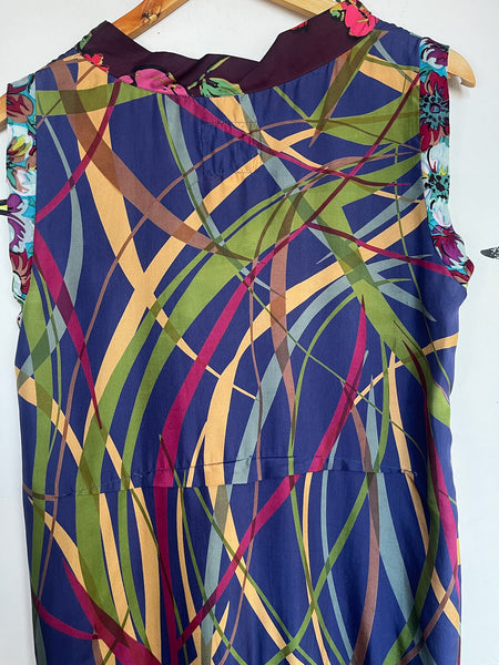 Vintage Johnny Was Silk Patchwork Midi Dress - Boho Fairy Grunge Artwear - M