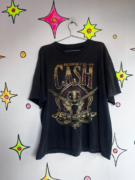 Johnny Cash Concert Tee Oversized Band T Shirt Boho Grunge Outlaw Country XL+