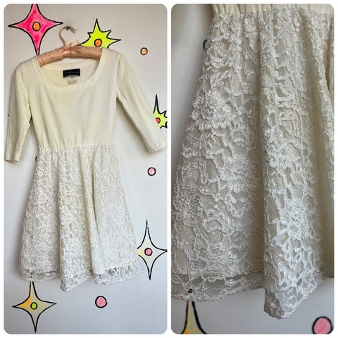 Vintage 80s White Lace Poofy Party Dress | Coquette Tulle Mini Dress Size Small
