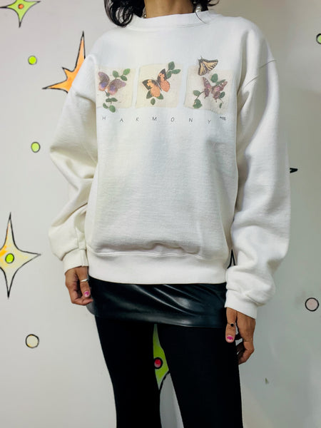 Vintage 90s Butterfly Sweatshirt Soft Grunge Y2K Pullover Cozy Boho Loungewear M
