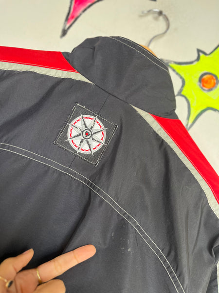 Vintage 90s Y2K Rave Wear Cyber Grunge Emo Party Track Jacket w/ Stripe | L