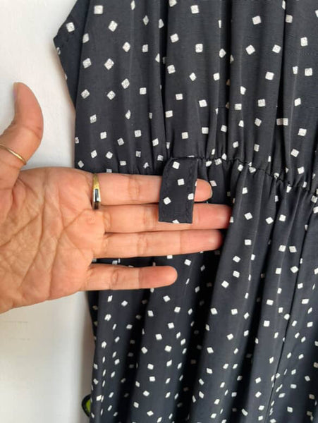 Vintage 80s Black & White Polka Dot Romper Mini Dress / Skort Whimsy Goth Small