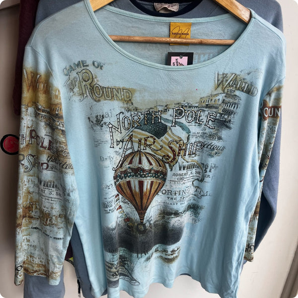 Vintage Y2K | Grunge Fairy Abstract Tattoo McBling Embellished Tee T Shirt | L