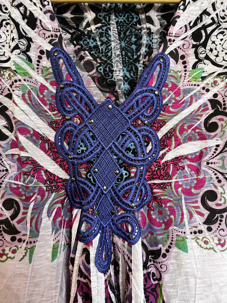 Vintage Y2K Purple Boho Grunge Fairy Crochet Embellished Tattoo Tee - Size M