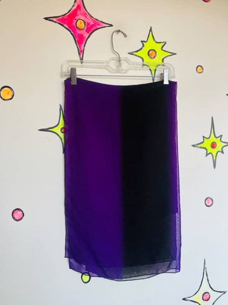 Vintage Purple & Black Semi-Sheer Oversized Scarf – Boho Glam Goth Scarf / Shawl