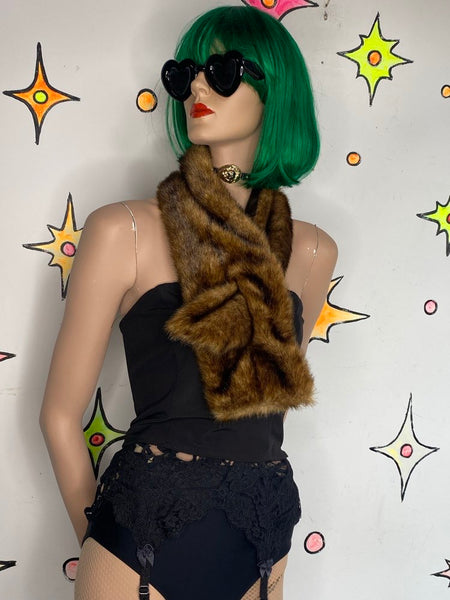 Vegan Fur Stole Old Hollywood Glam Faux Fur Mob Wife Vintage Glamour Shrug