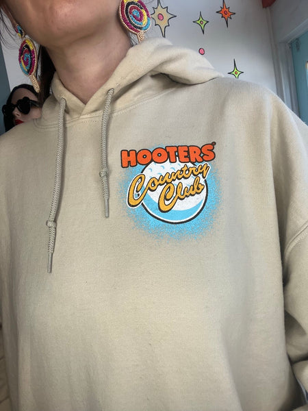 Khaki Hooters Country Club Hoodie Sporty Streetwear Pullover - XL