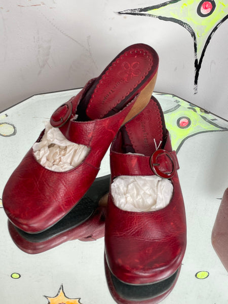 Y2K Red Mary Jane Platforms Fairycore Baretraps Leather Shoes Retro 7 - 7.5