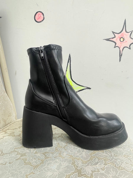 Steve Madden Black Platform Ankle Boots Goth Grunge Chunky 90s Emo Size 7