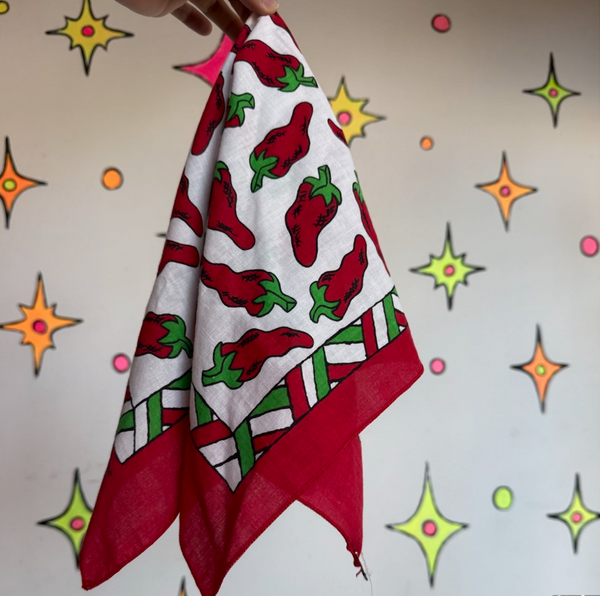 Vintage Chili Pepper Bandana Hot & Spicy Scarf Retro Western Boho Grunge