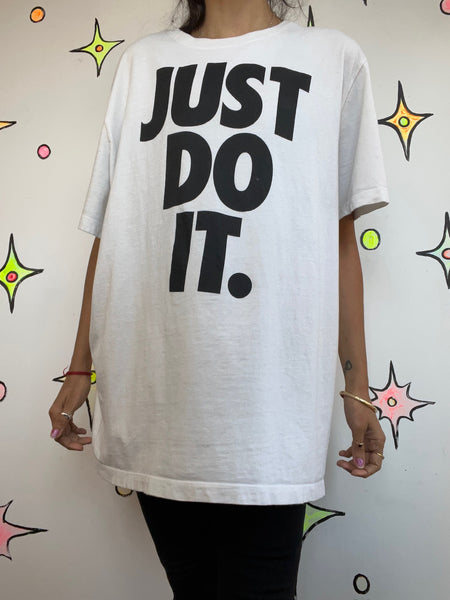 Iconic 90s Nike Just Do It Vintage Tee | White Streetwear Unisex T Shirt | Size XL
