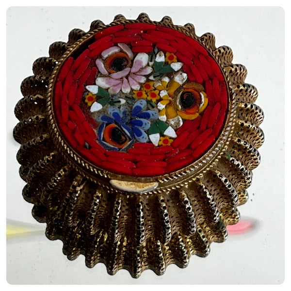 Vintage Micro Mosaic 1960s Italian Box Pill Box Ring Box Rococo Revival