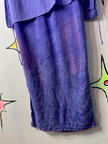 Vintage 90s Lilac Witchy Boho Maxi Dress - Fairy Grunge Revival - Side Slit - 12