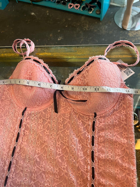 Pink Lace Slip Dress Y2K Coquette | Rampage Stretchy Fairy Lingerie Slip M