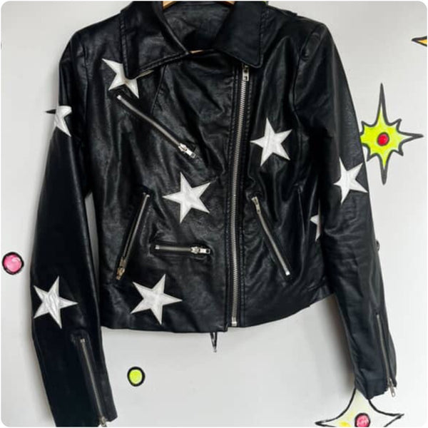 Y2K | Vegan Black Faux Leather Jacket Indie Sleaze Fairy Grunge Glam Rock | M