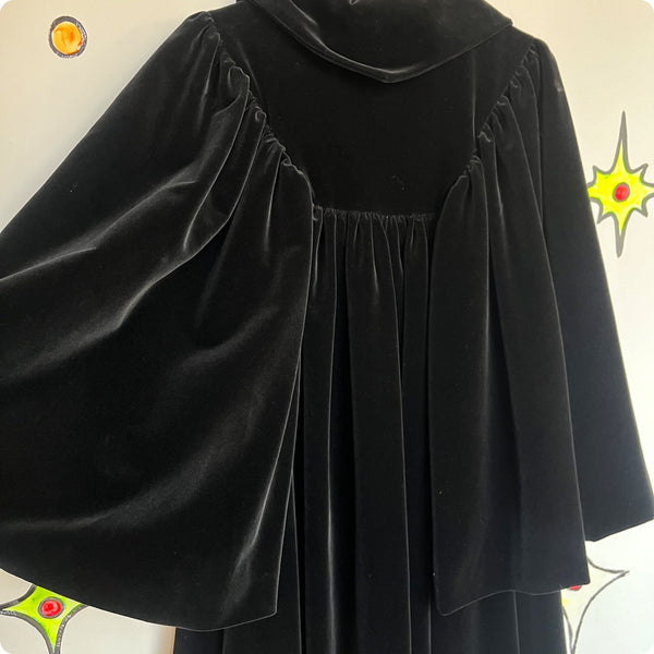 Vintage Antique? Rococo Cloak | Black Velvet Cape Lined in Gold Satin | OS