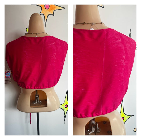 Vintage 60s 70s | Pink Groovy Boho Hippie Halter Bralette Crop Top | One Size