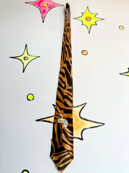 Vintage 80s/90s Tiger Stripe Men’s Neck Tie – Punk Grunge Animal Print