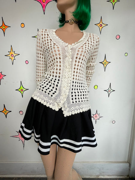 Black Pleated Cheer Skirt | Emo Mall Goth Dark Academia Mini Skirt XS/S
