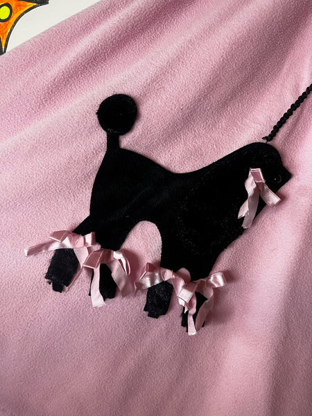 Vintage 50s Style Retro Pink Felt Poodle Skirt | Full Circle Swing Skirt | S
