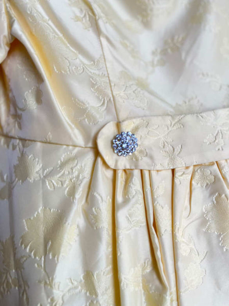 Vintage 1960s MOD Yellow Satin 2-Piece Mini Dress Set - Handmade Formal XS