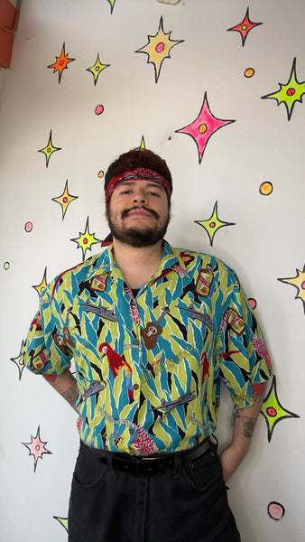 Margaritaville Hawaiian Shirt - Tropical Jimmy Buffett Tiki Aloha Button Up XL