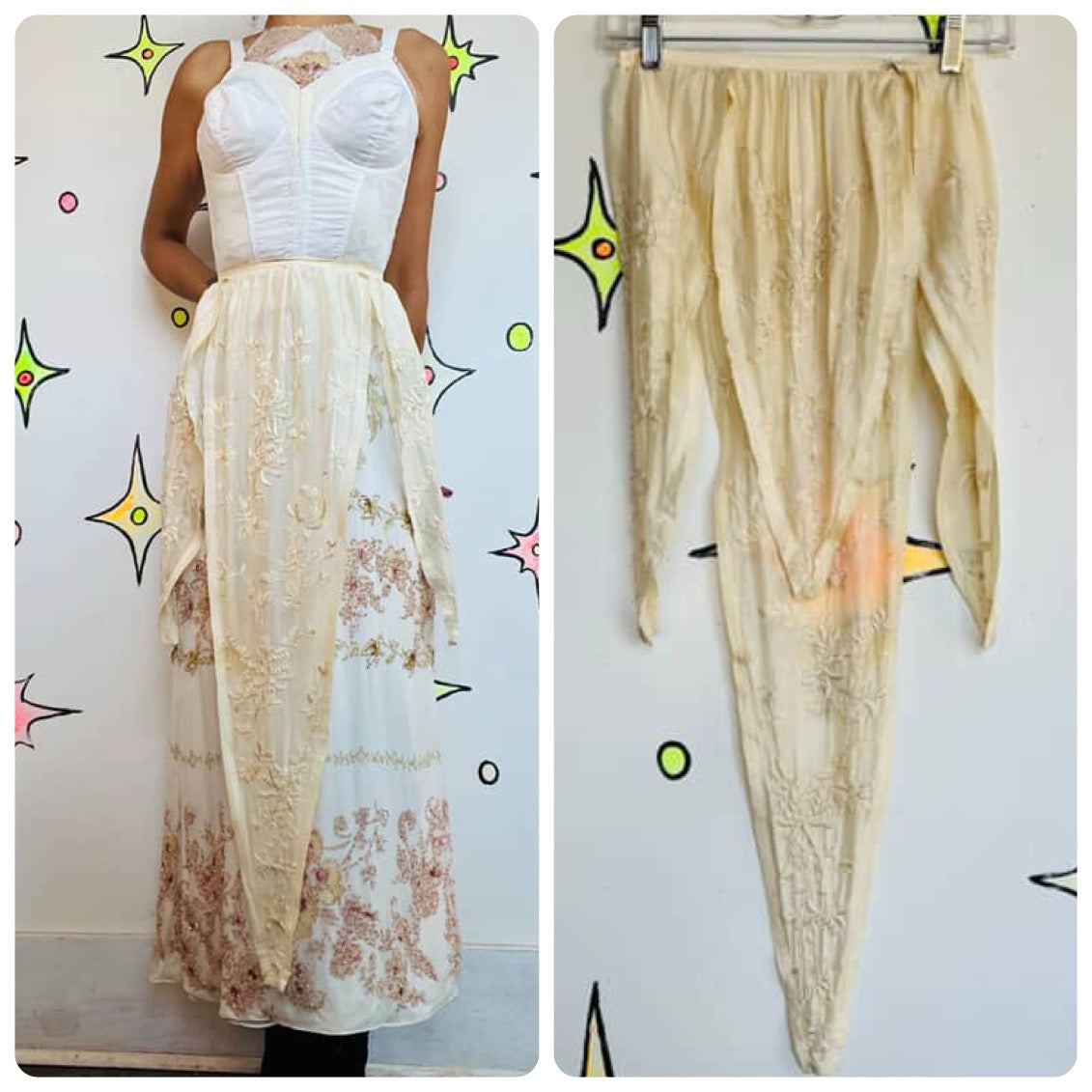 Antique Silk Waist Adornment Apron Underpinnings Lingerie | Rococo Edwardian XS